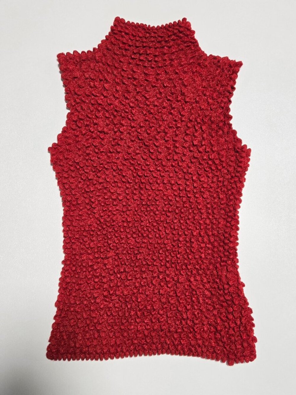 Vintage Rafael Red Popcorn Bubble Shirt Tank Top L Metallic Glitter Y2K 90s Mesh